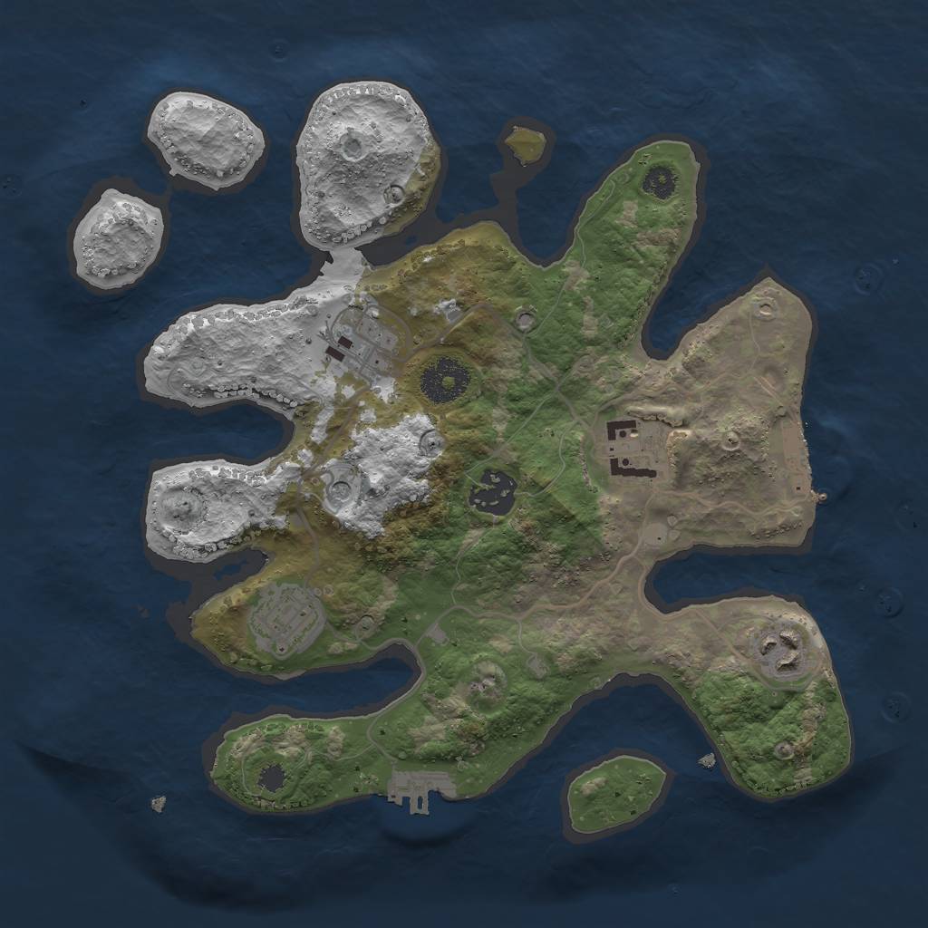 Rust Map: Procedural Map, Size: 3000, Seed: 5326894, 10 Monuments