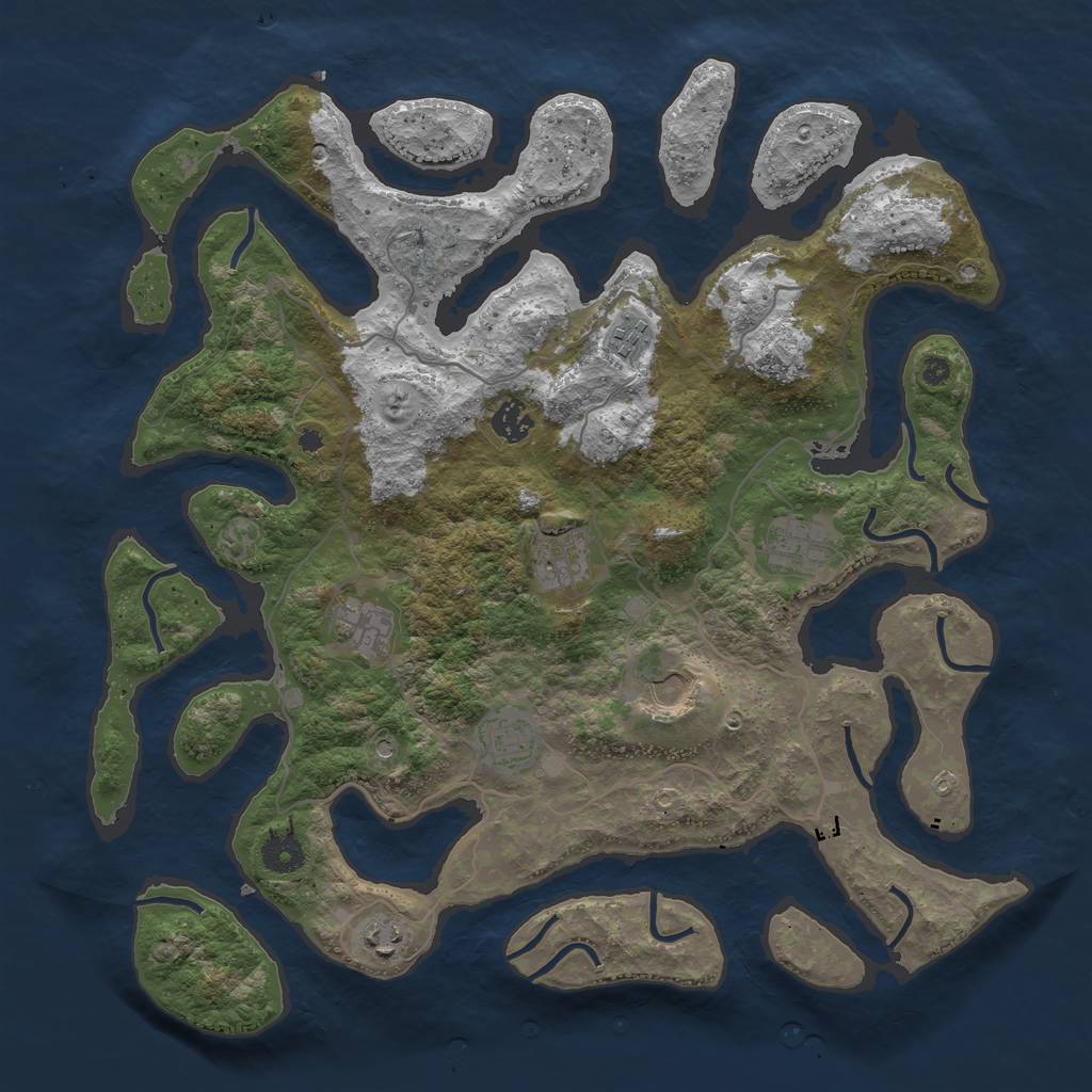 Rust Map: Procedural Map, Size: 4000, Seed: 562147, 11 Monuments