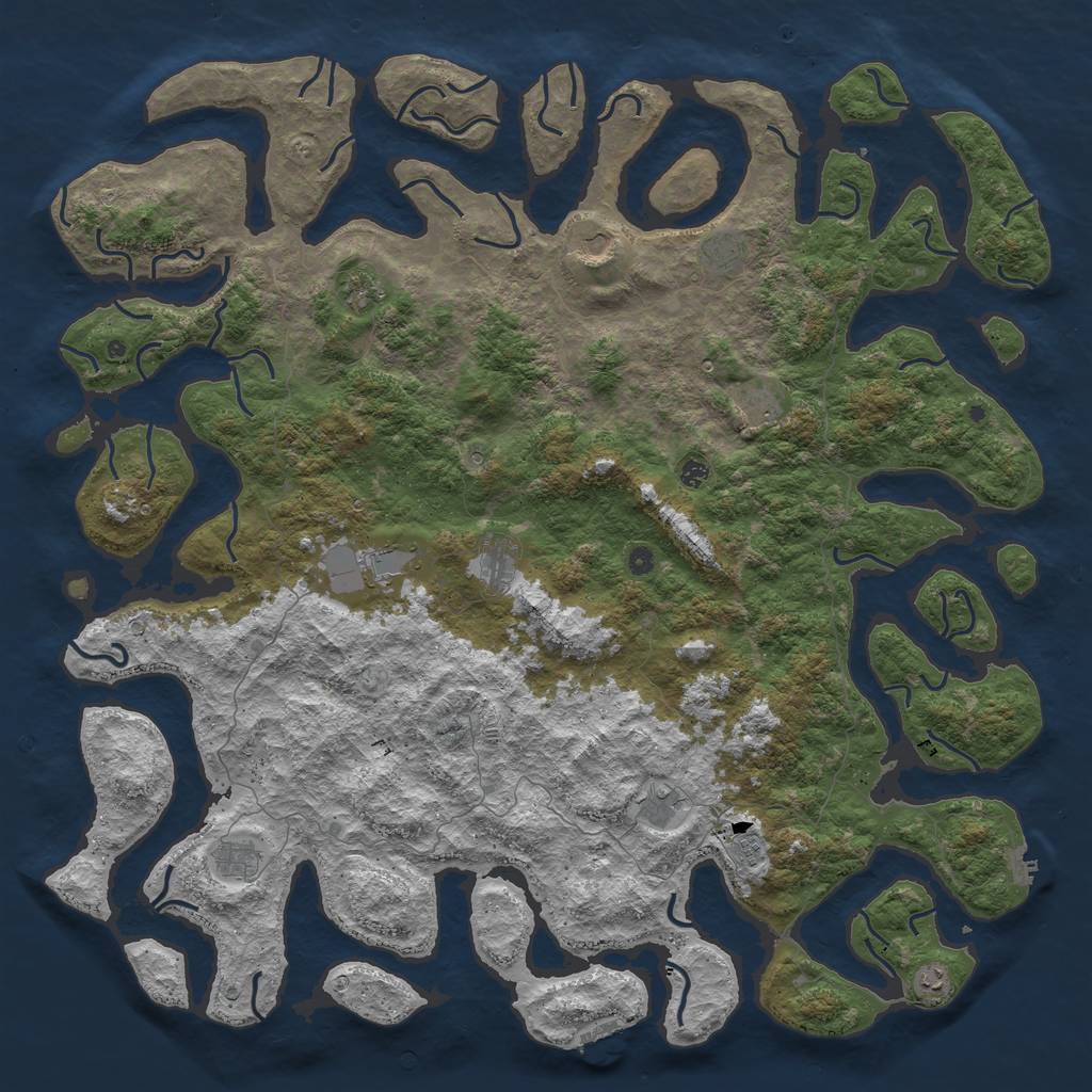 Rust Map: Procedural Map, Size: 6000, Seed: 7, 16 Monuments