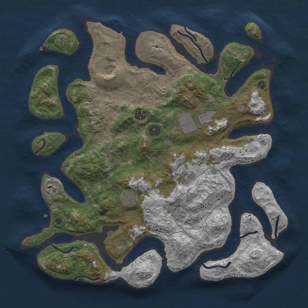 Rust Map: Procedural Map, Size: 4000, Seed: 4378534, 11 Monuments