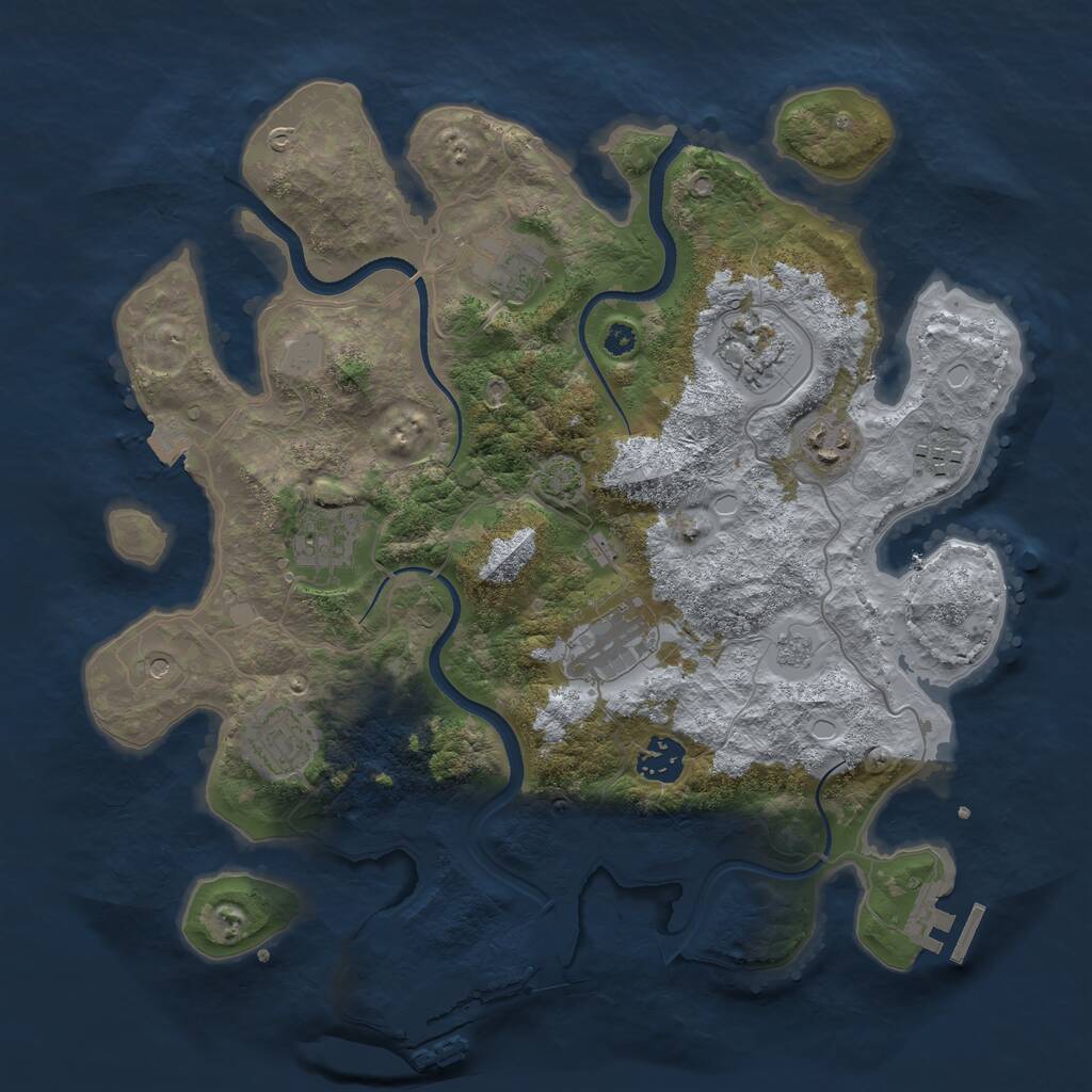 Rust Map: Procedural Map, Size: 3500, Seed: 970800, 14 Monuments