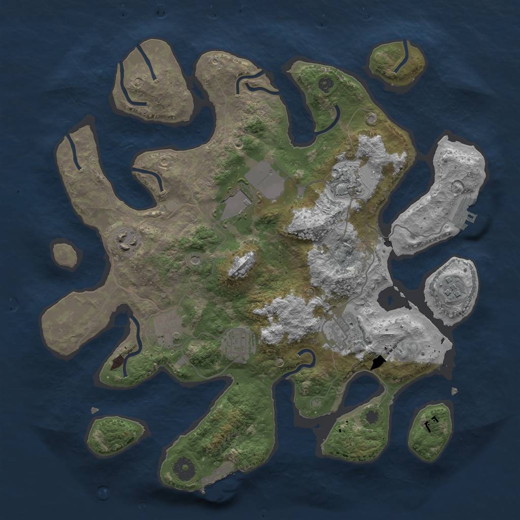 Rust Map: Procedural Map, Size: 3500, Seed: 970800, 12 Monuments