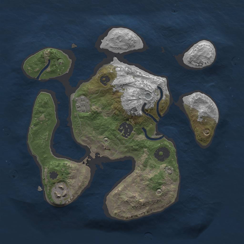 Rust Map: Procedural Map, Size: 2500, Seed: 9800097, 5 Monuments