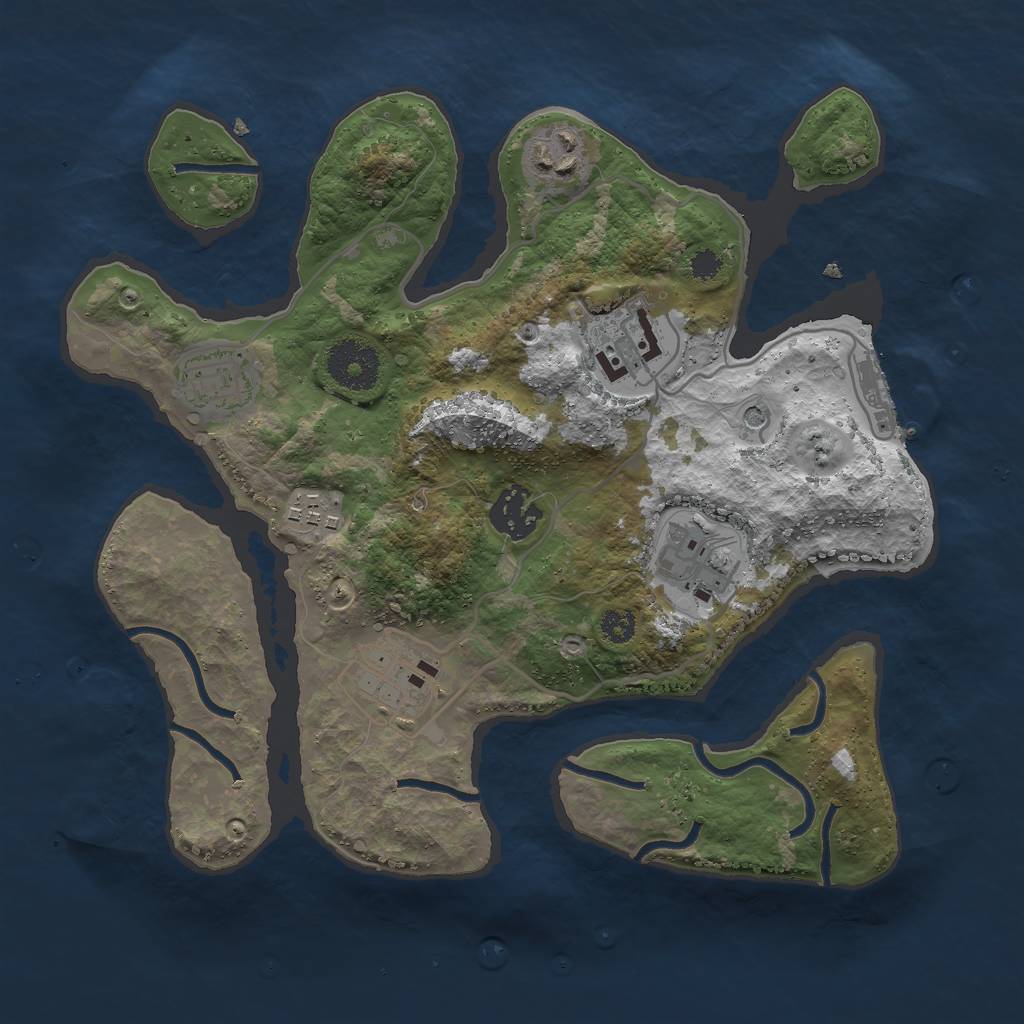 Rust Map: Procedural Map, Size: 3000, Seed: 3445, 11 Monuments