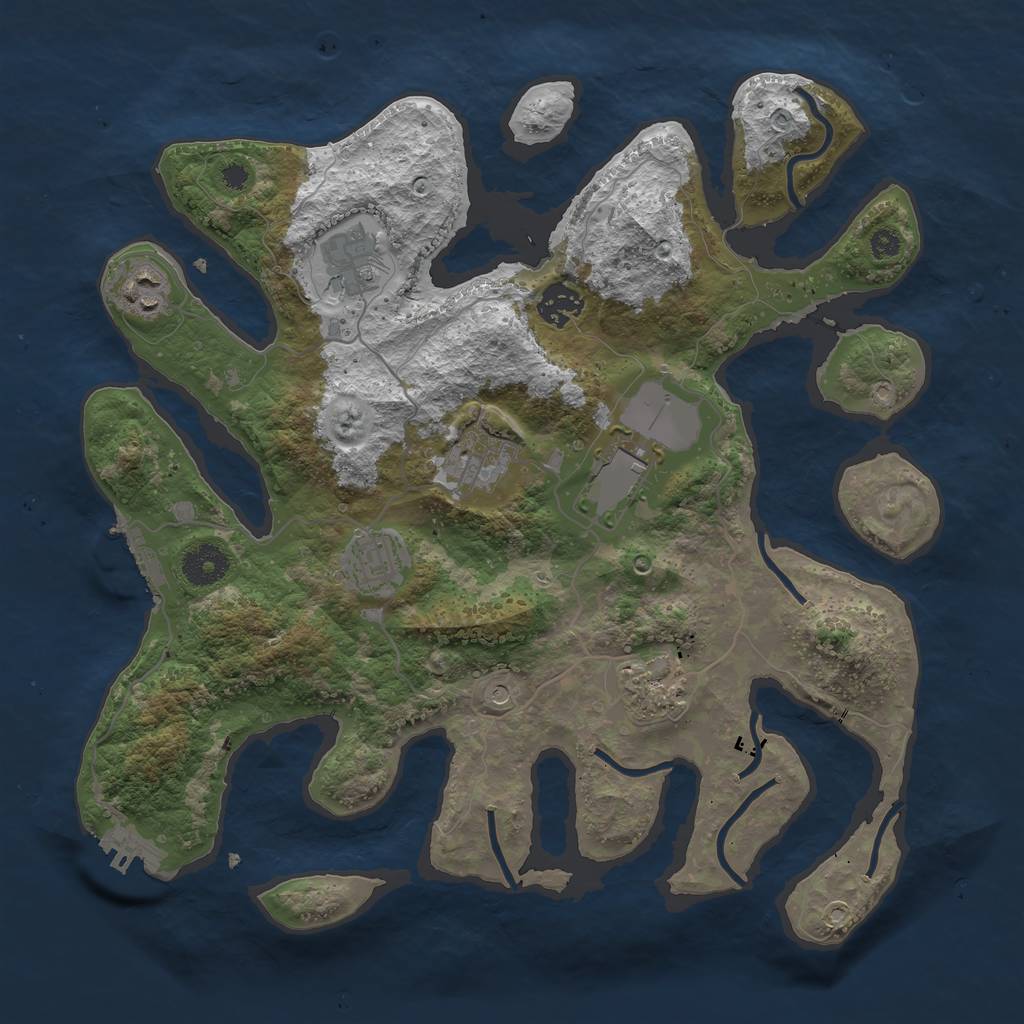 Rust Map: Procedural Map, Size: 3550, Seed: 21840, 12 Monuments