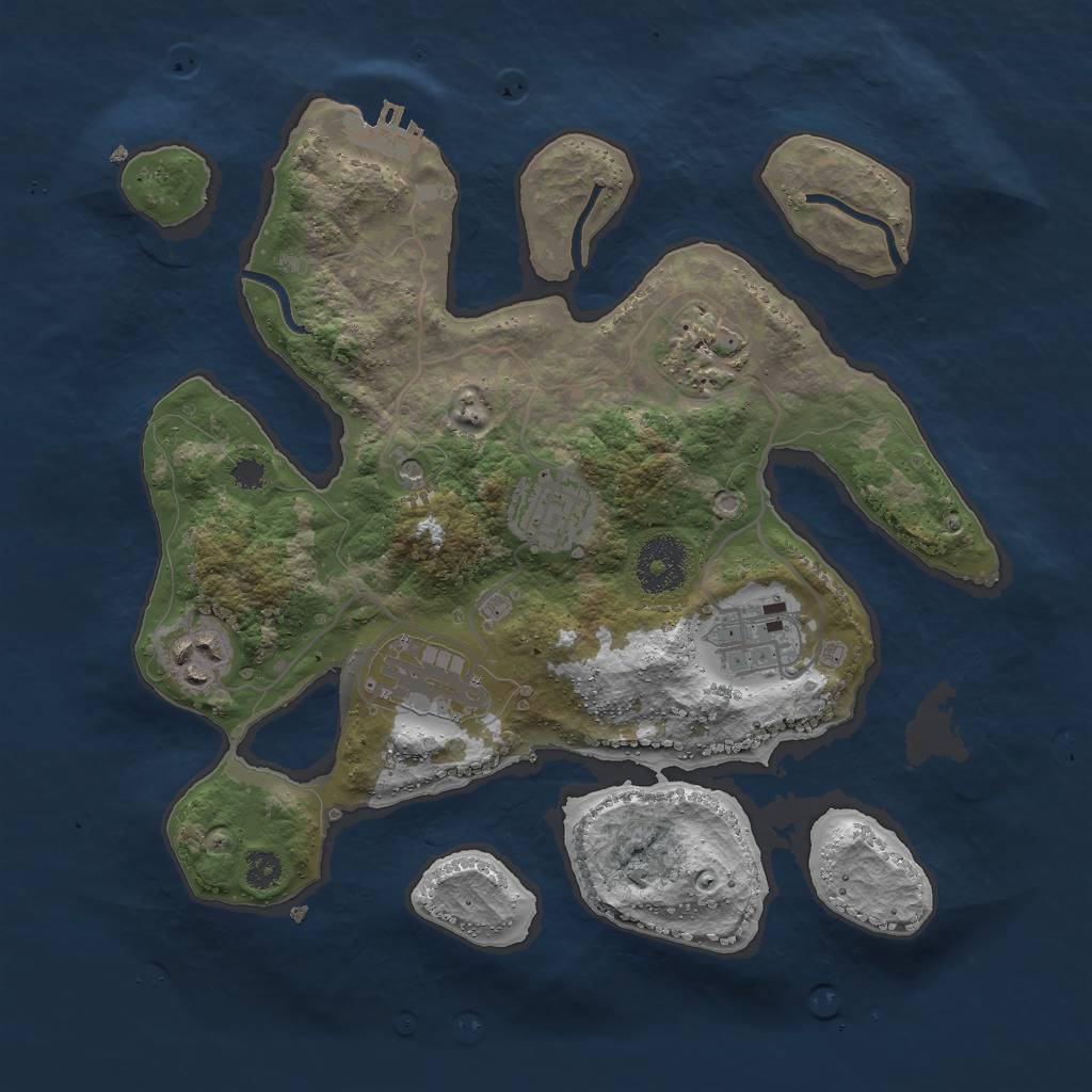 Rust Map: Procedural Map, Size: 3000, Seed: 111359526, 9 Monuments