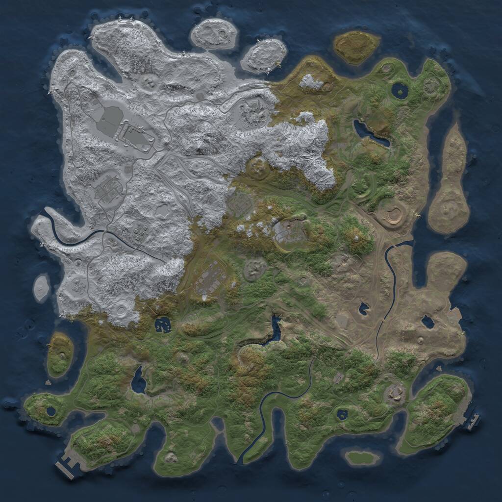 Rust Map: Procedural Map, Size: 4500, Seed: 17623123, 16 Monuments