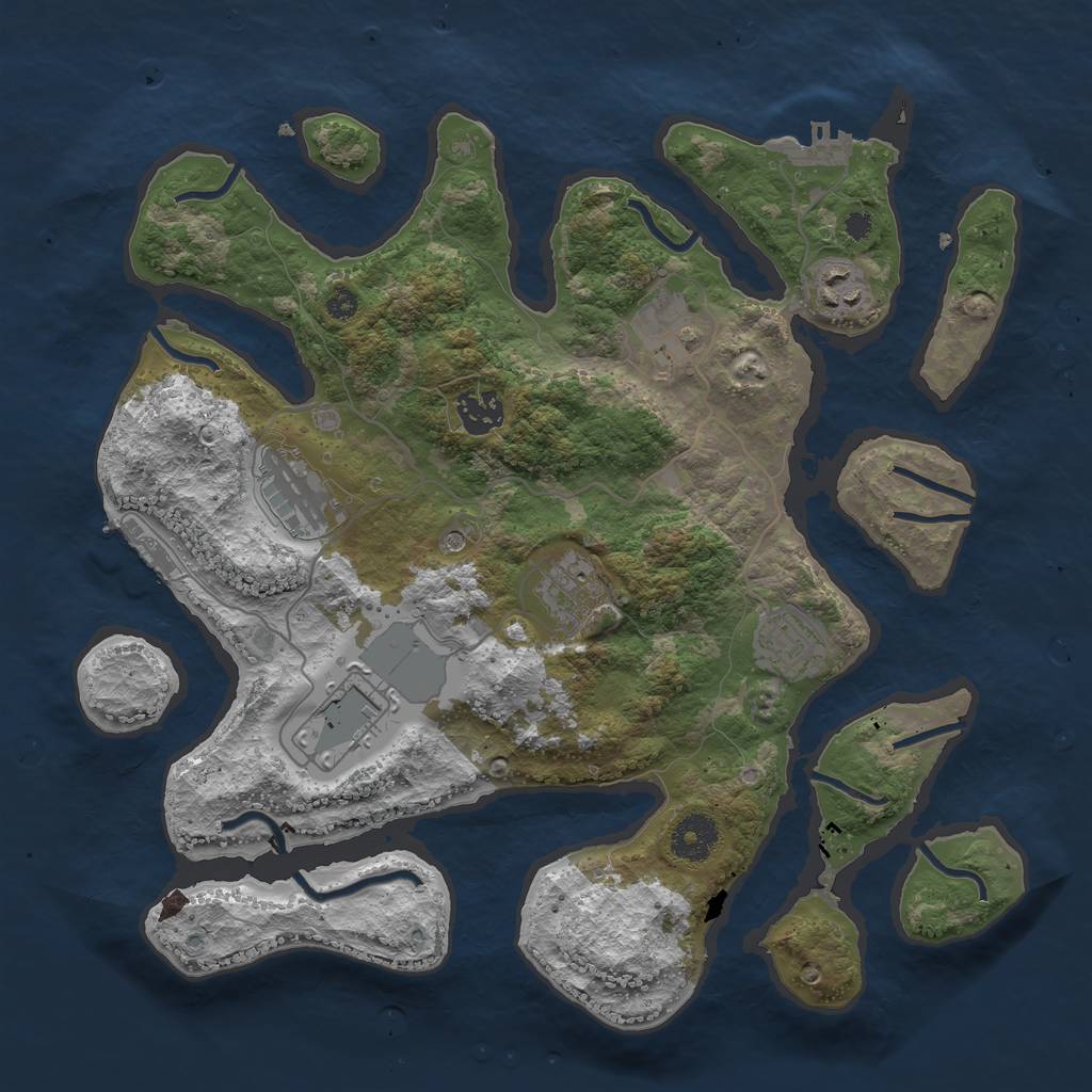 Rust Map: Procedural Map, Size: 3500, Seed: 733839616, 12 Monuments