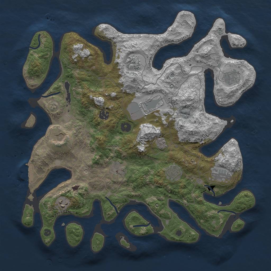 Rust Map: Procedural Map, Size: 4000, Seed: 590394116, 14 Monuments