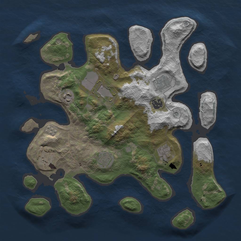 Rust Map: Barren, Size: 3500, Seed: 68276223, 11 Monuments