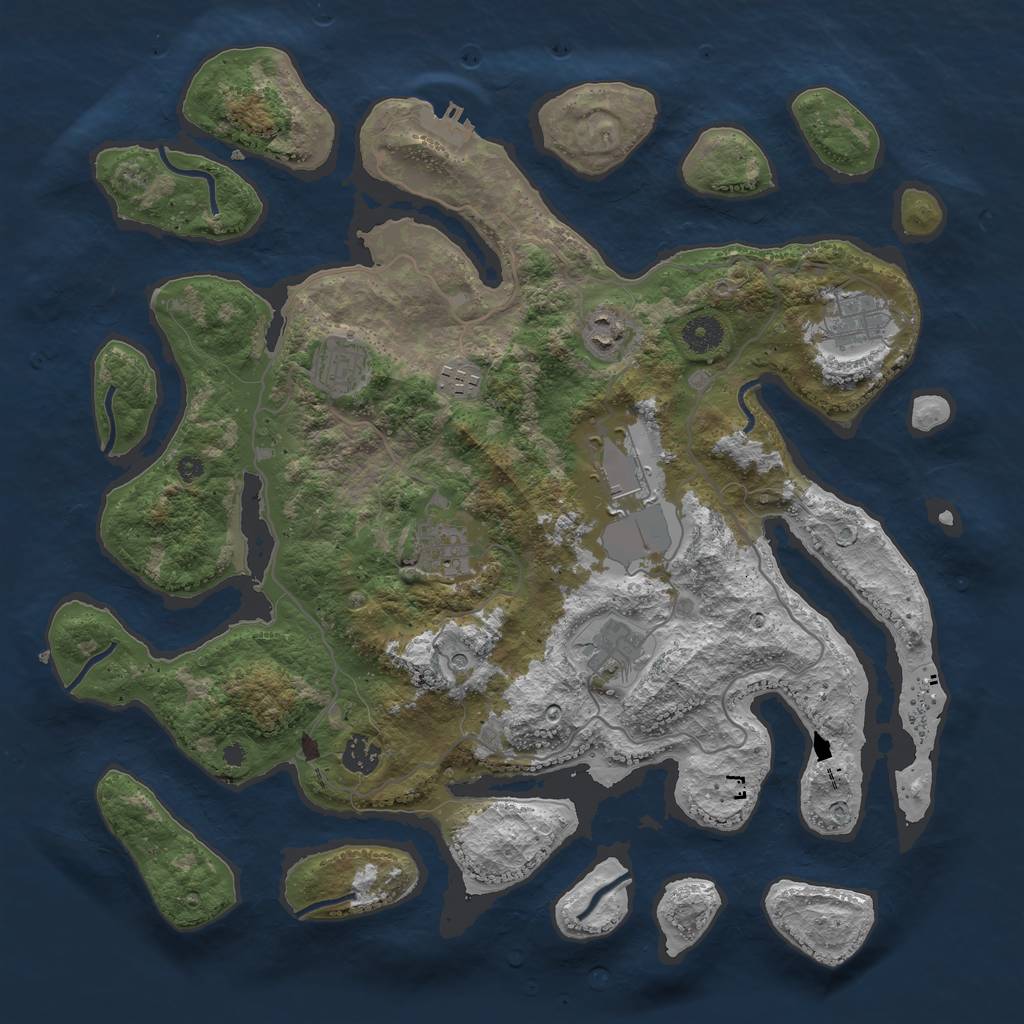 Rust Map: Procedural Map, Size: 4000, Seed: 15486565, 12 Monuments