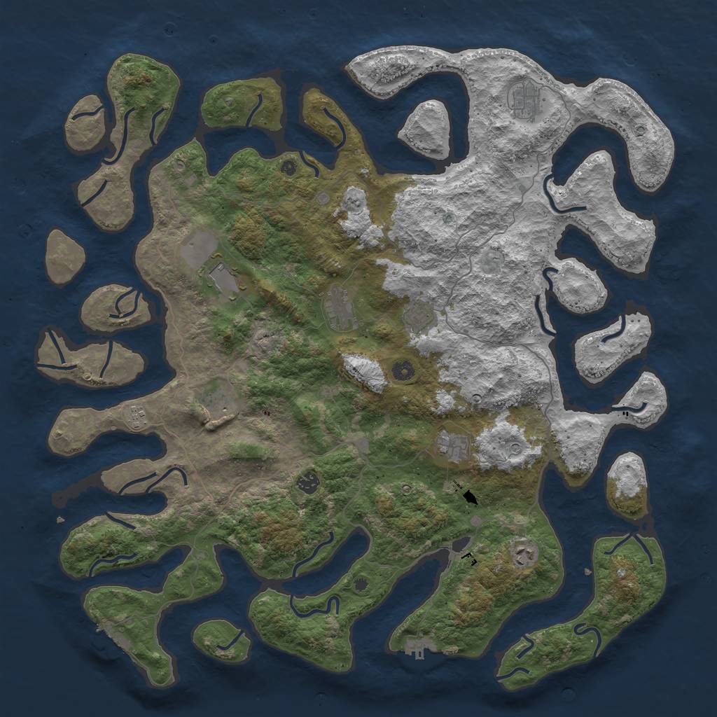 Rust Map: Procedural Map, Size: 5000, Seed: 57531564, 14 Monuments