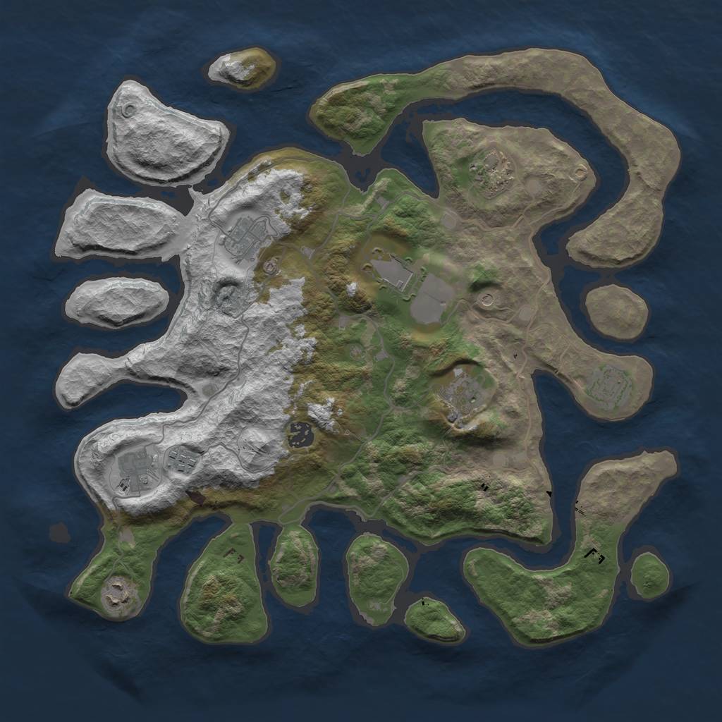 Rust Map: Barren, Size: 4000, Seed: 536341, 12 Monuments