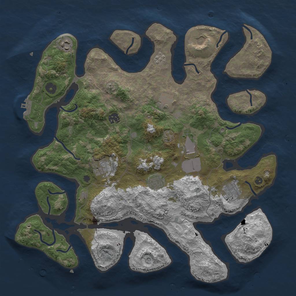 Rust Map: Procedural Map, Size: 4000, Seed: 983127, 13 Monuments