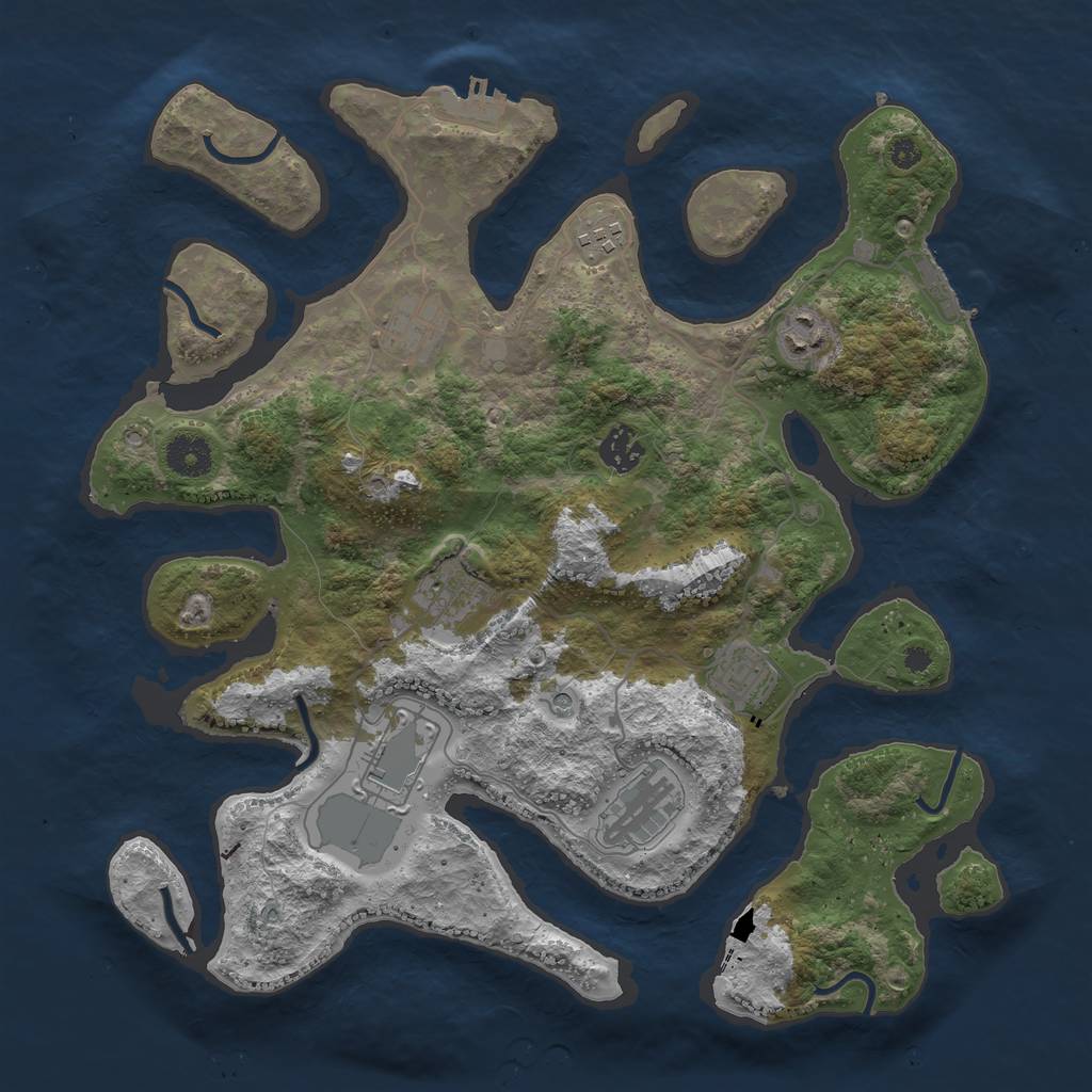 Rust Map: Procedural Map, Size: 3700, Seed: 1436739342, 13 Monuments