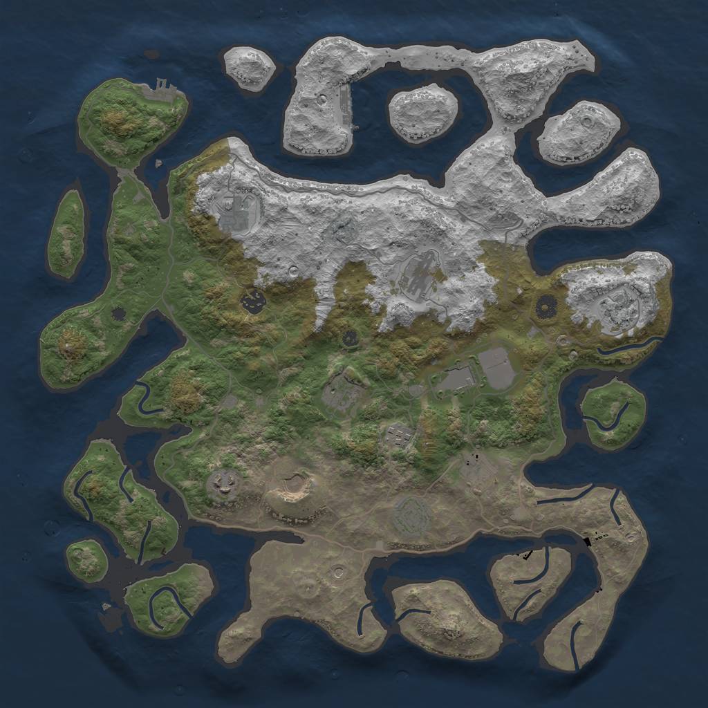 Rust Map: Procedural Map, Size: 4500, Seed: 318480746, 16 Monuments