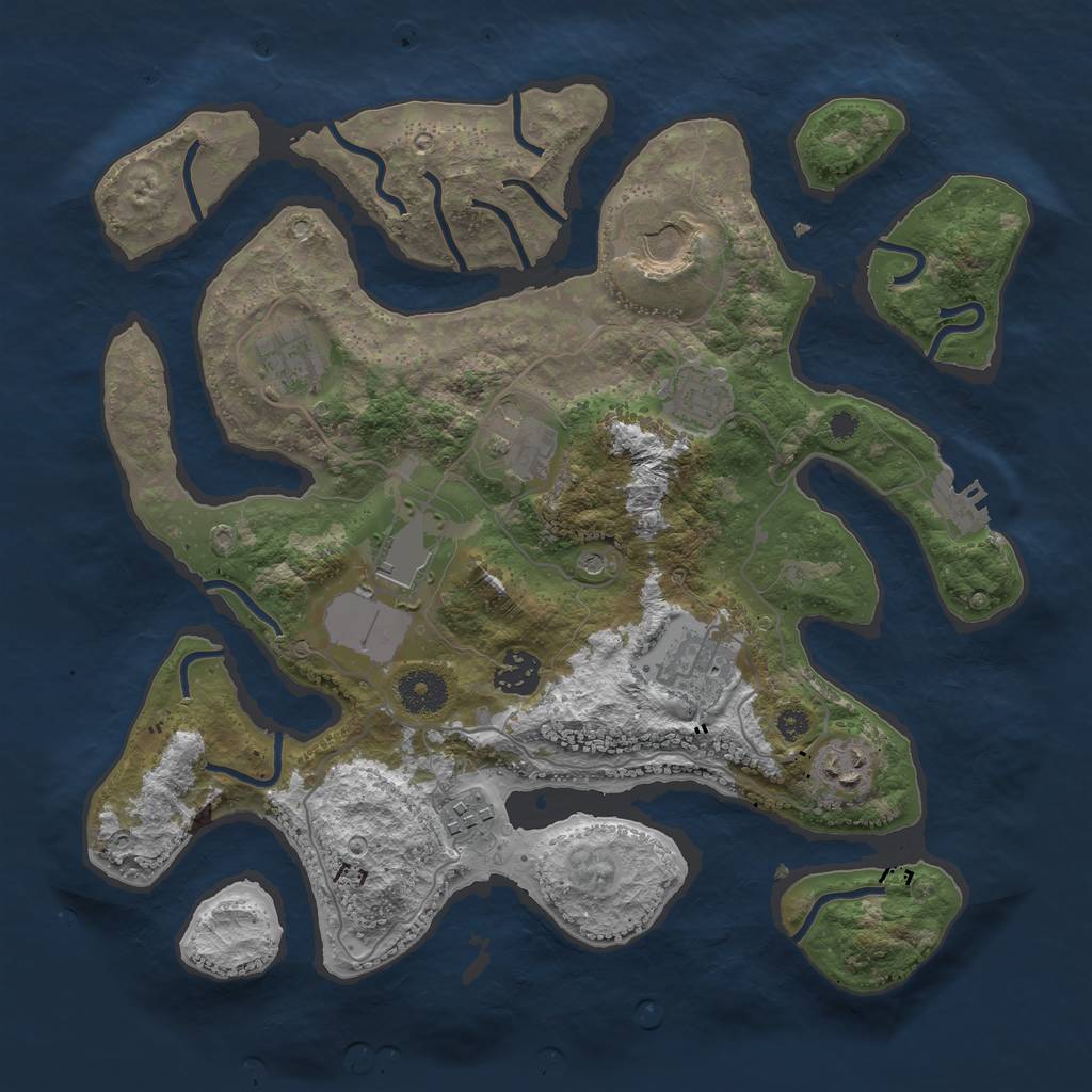 Rust Map: Procedural Map, Size: 3500, Seed: 5676040, 13 Monuments