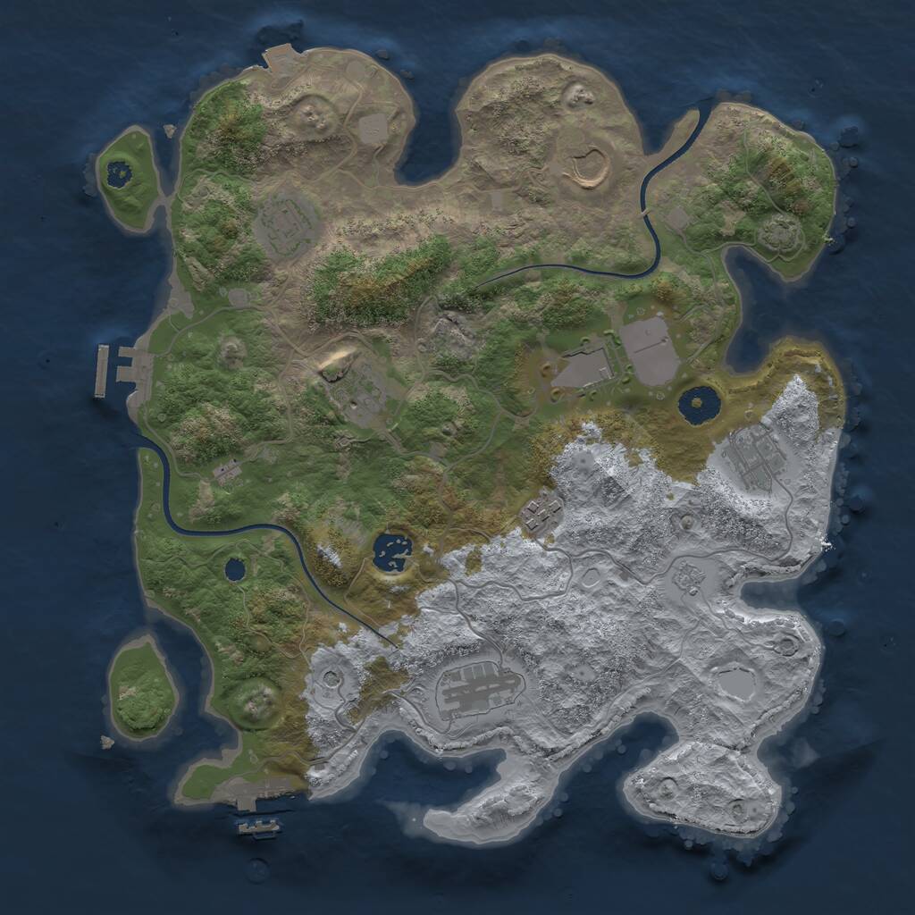 Rust Map: Procedural Map, Size: 3500, Seed: 1413, 14 Monuments