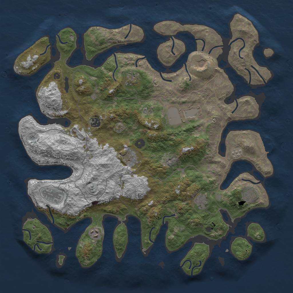 Rust Map: Procedural Map, Size: 4500, Seed: 66997711, 14 Monuments