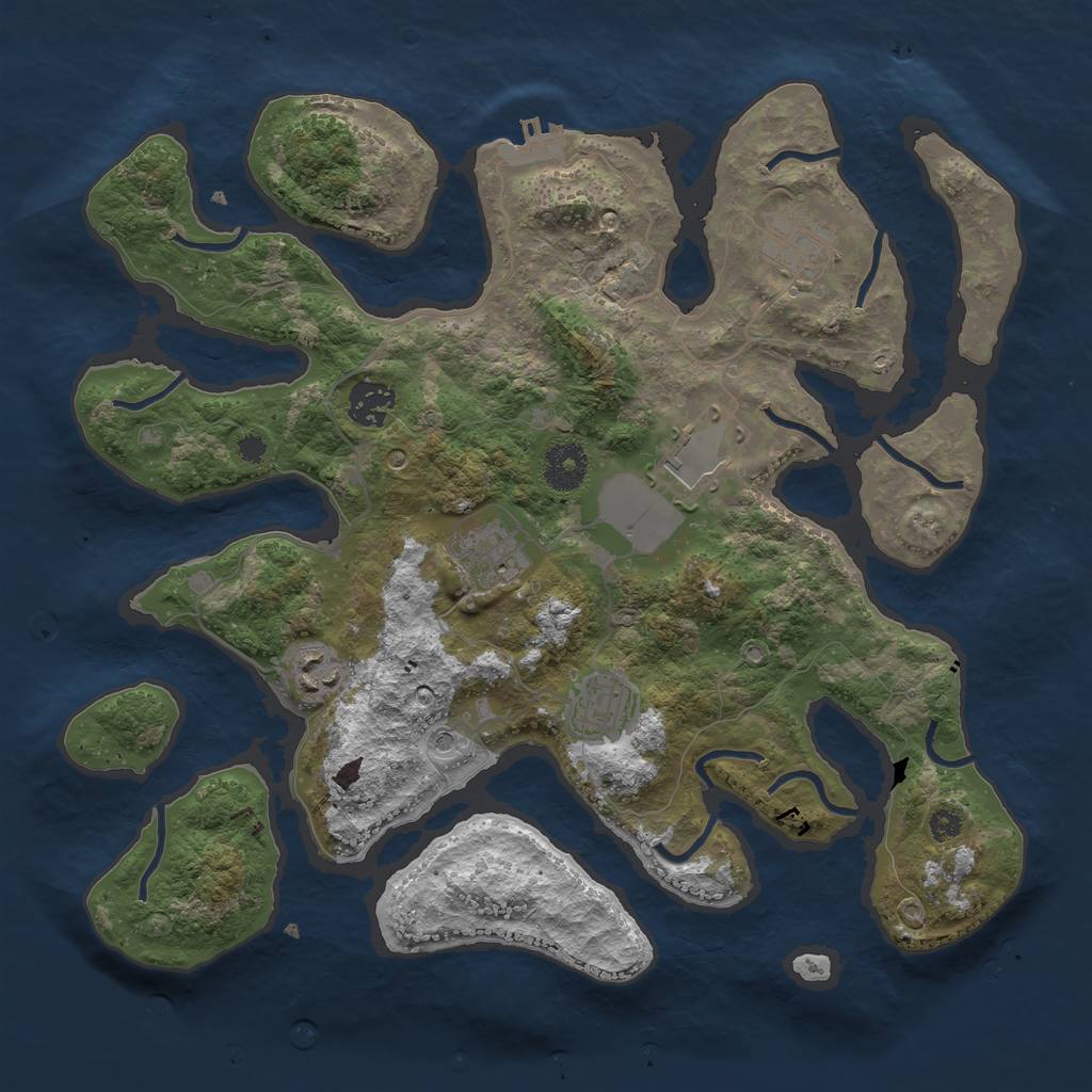 Rust Map: Procedural Map, Size: 3500, Seed: 254136798, 10 Monuments