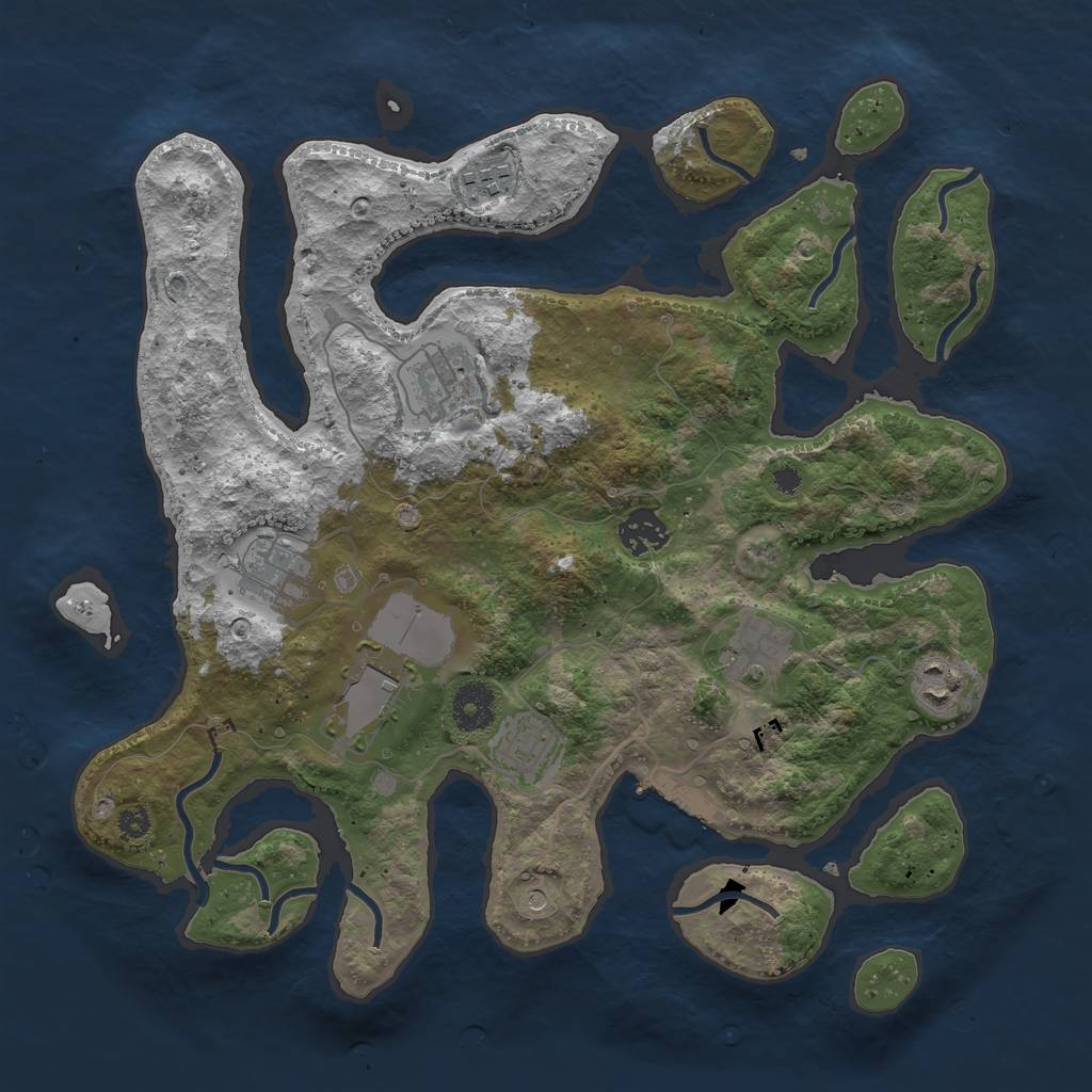 Rust Map: Procedural Map, Size: 3500, Seed: 928281, 12 Monuments