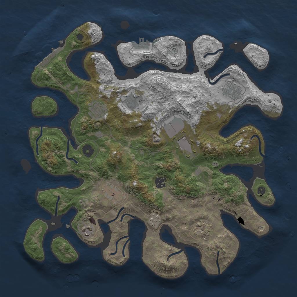 Rust Map: Procedural Map, Size: 3800, Seed: 52082, 14 Monuments