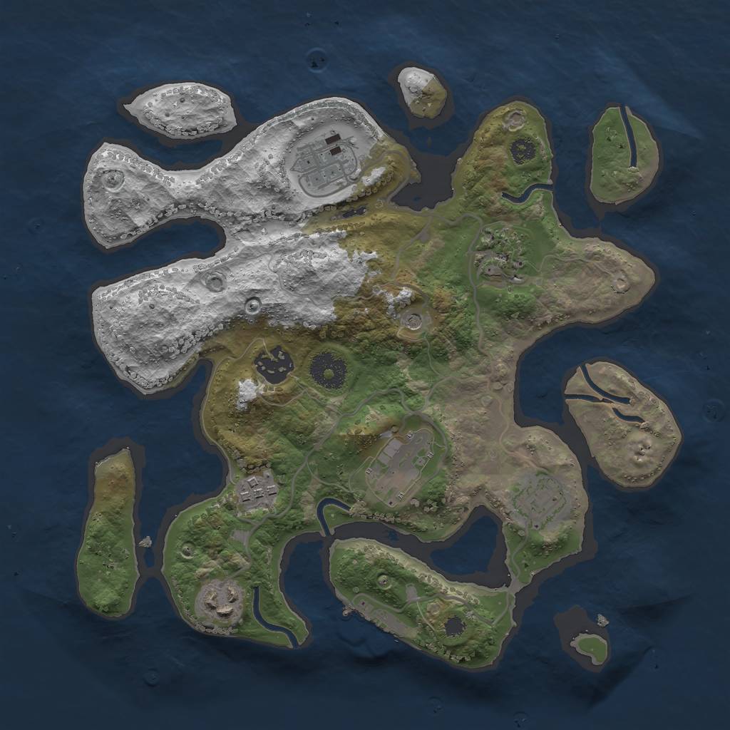 Rust Map: Procedural Map, Size: 3000, Seed: 712272, 11 Monuments