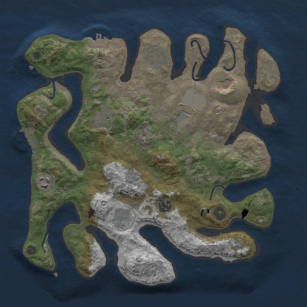 Rust Map: Procedural Map, Size: 3500, Seed: 1161394520, 14 Monuments