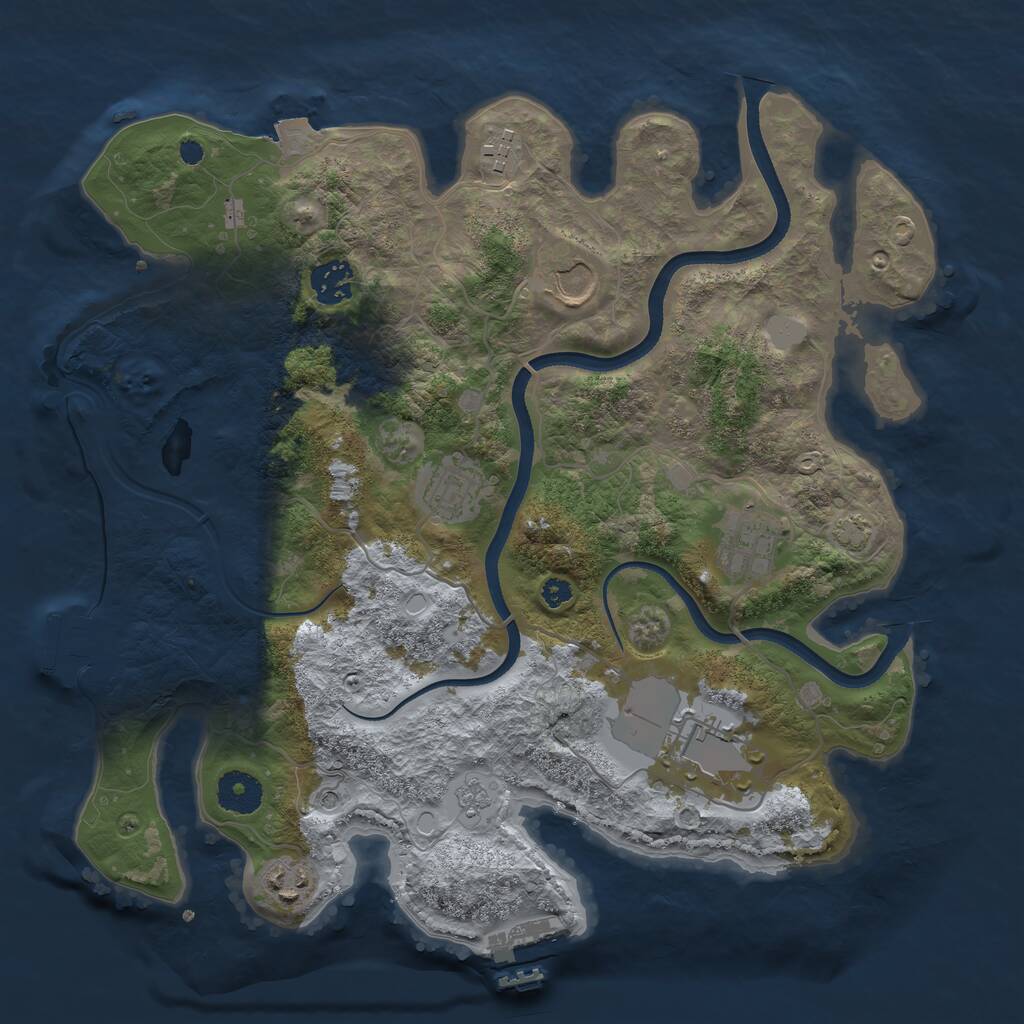 Rust Map: Procedural Map, Size: 3500, Seed: 1161394520, 13 Monuments