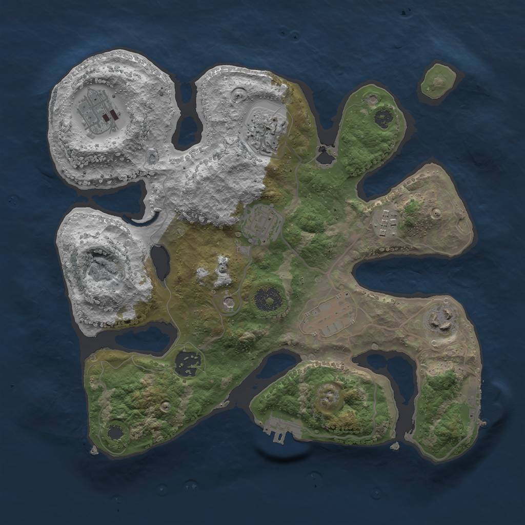 Rust Map: Procedural Map, Size: 3000, Seed: 2144563235, 12 Monuments