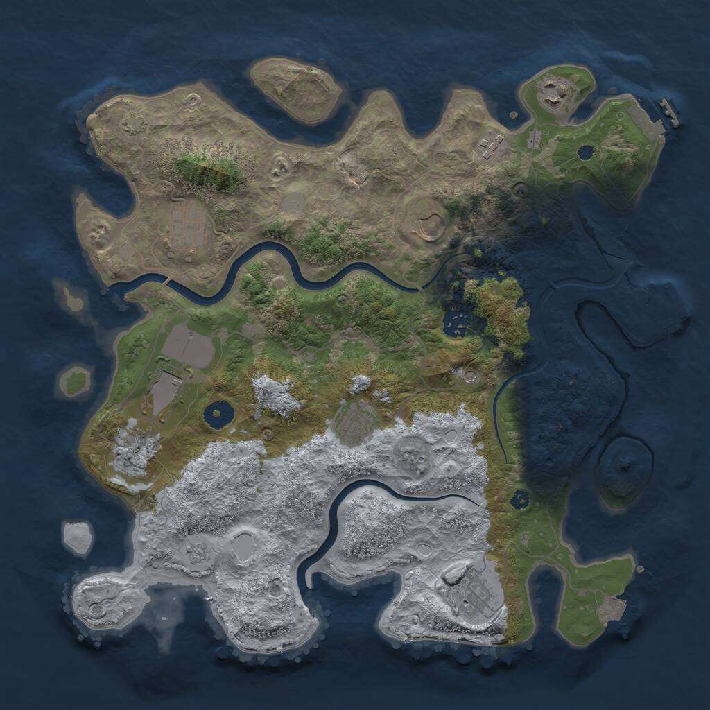 Rust Map: Procedural Map, Size: 3750, Seed: 109504396, 15 Monuments