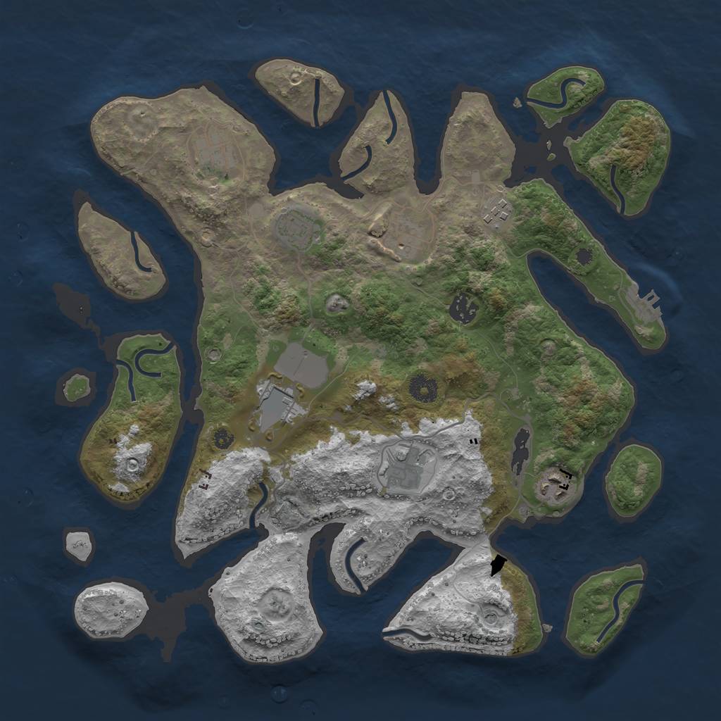 Rust Map: Procedural Map, Size: 3750, Seed: 109504396, 12 Monuments