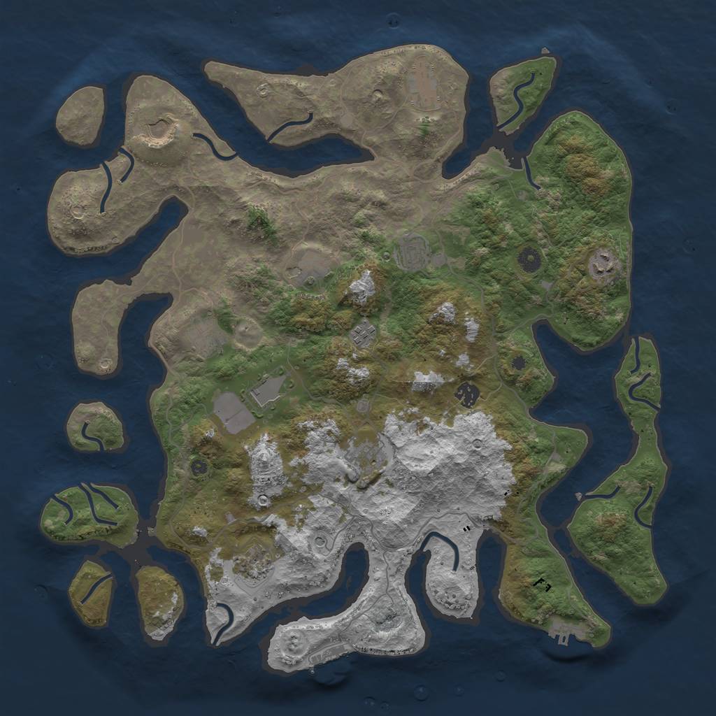 Rust Map: Procedural Map, Size: 4500, Seed: 502400, 16 Monuments