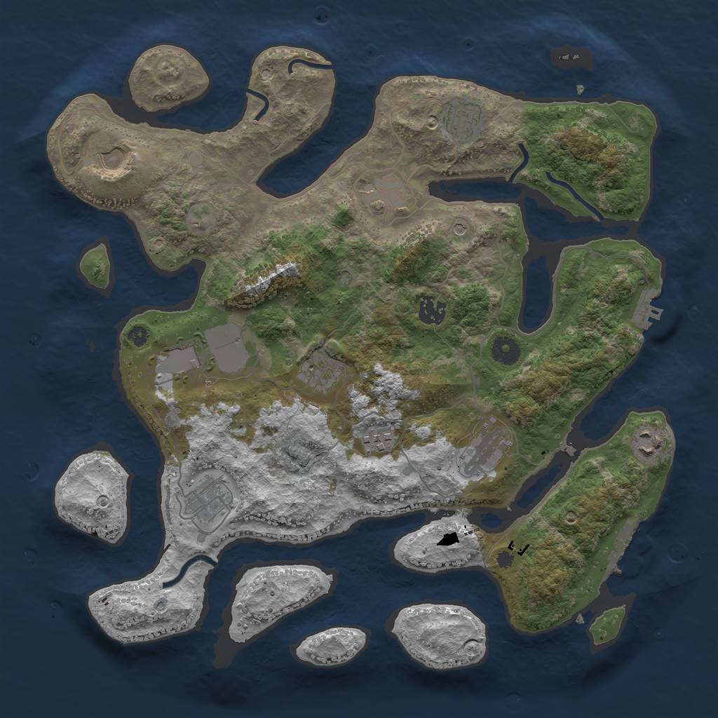 Rust Map: Procedural Map, Size: 3800, Seed: 913456770, 15 Monuments