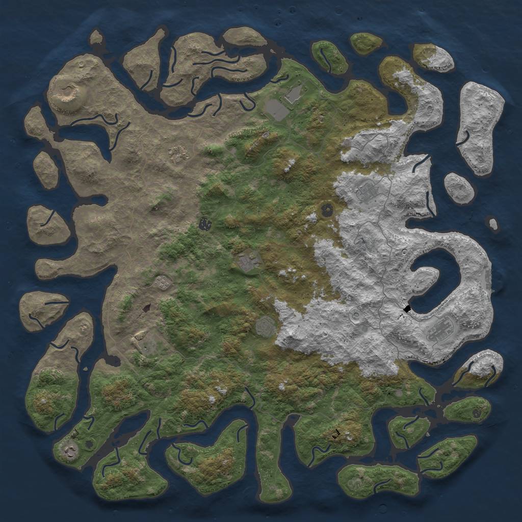 Rust Map: Procedural Map, Size: 6000, Seed: 46559145, 15 Monuments