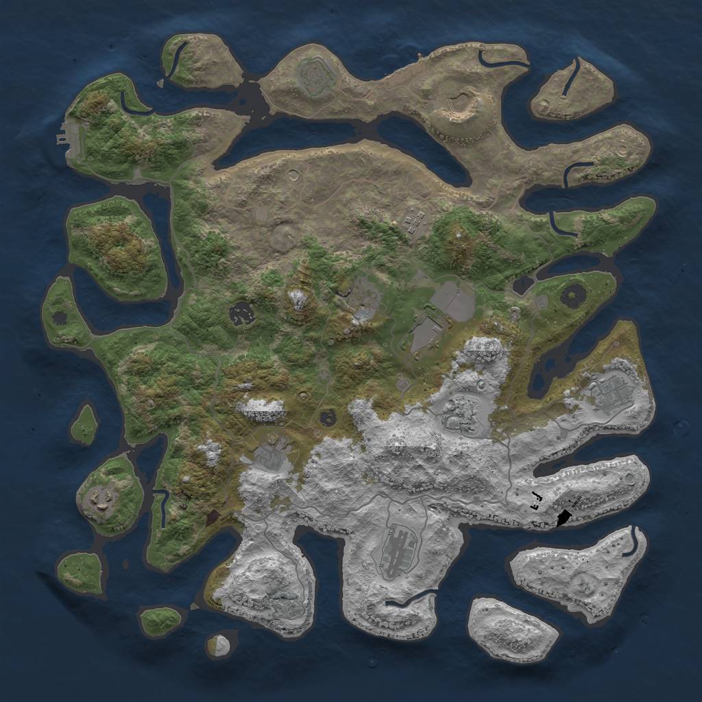 Rust Map: Procedural Map, Size: 4300, Seed: 56845, 16 Monuments