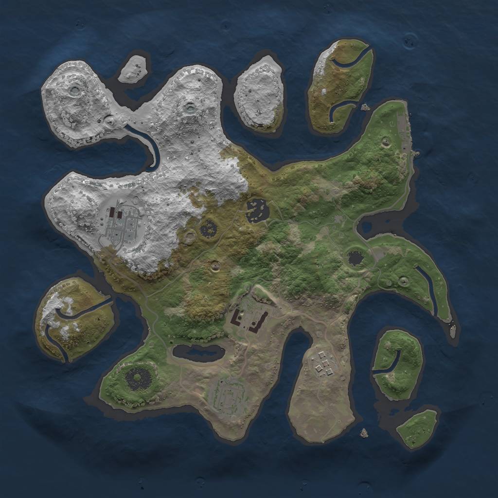 Rust Map: Procedural Map, Size: 3000, Seed: 544523, 8 Monuments