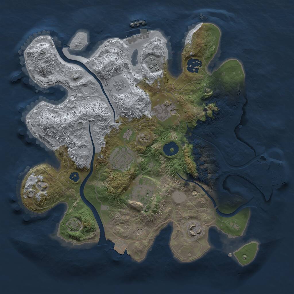 Rust Map: Procedural Map, Size: 3000, Seed: 544523, 12 Monuments