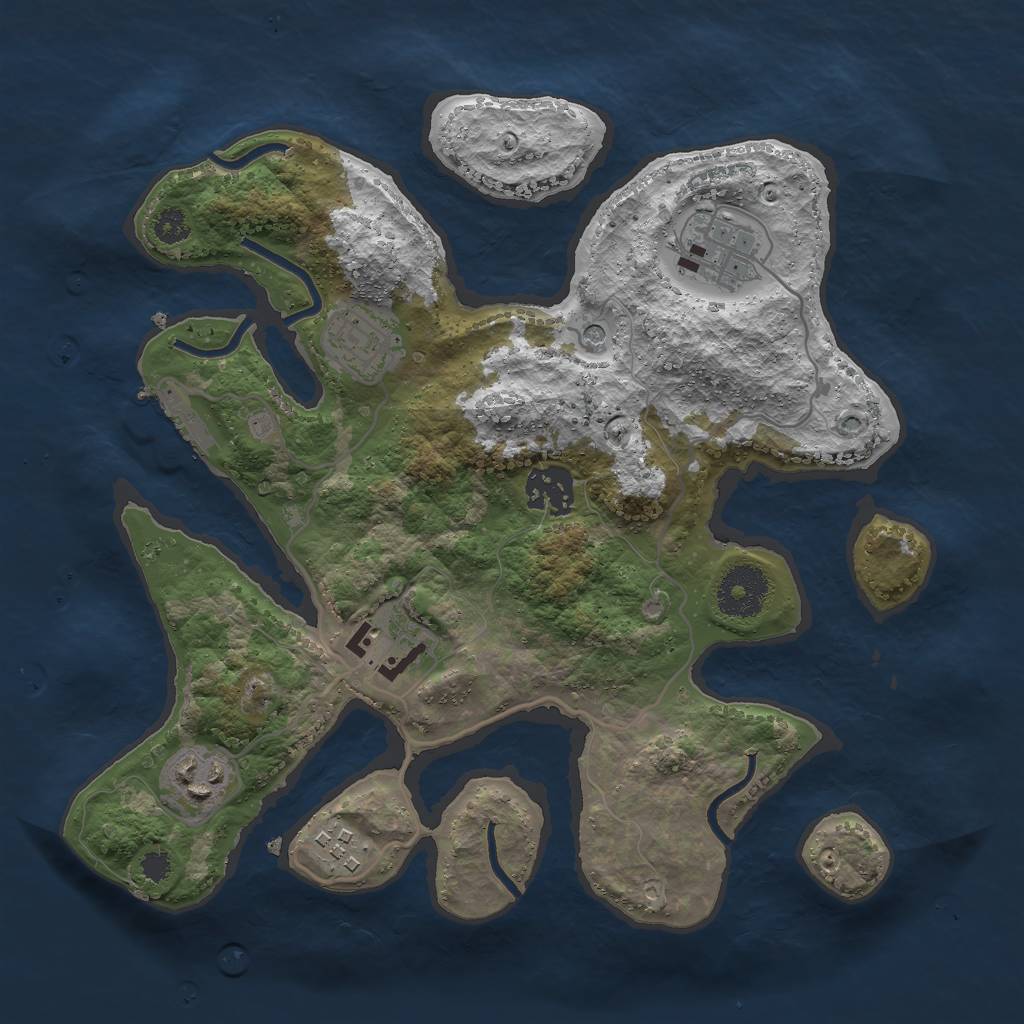 Rust Map: Procedural Map, Size: 3000, Seed: 648879, 10 Monuments