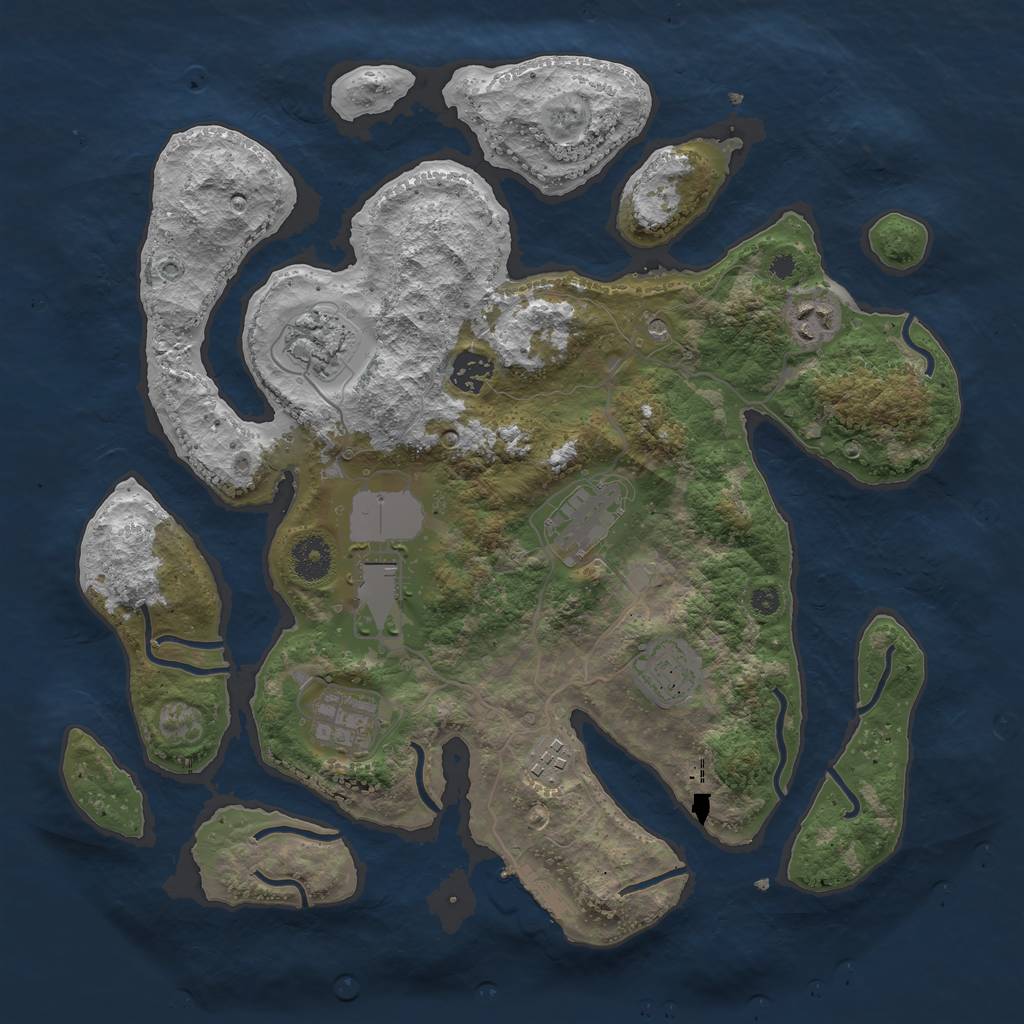 Rust Map: Procedural Map, Size: 3650, Seed: 678534, 12 Monuments