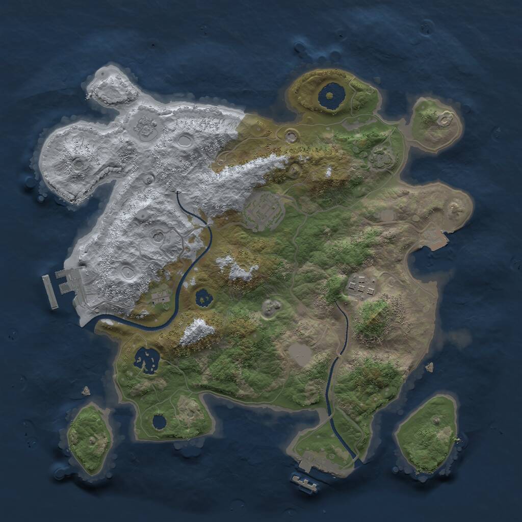 Rust Map: Procedural Map, Size: 3000, Seed: 819424, 9 Monuments