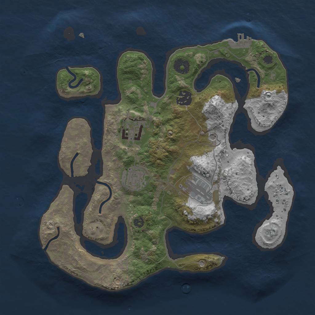 Rust Map: Procedural Map, Size: 3000, Seed: 907989, 8 Monuments