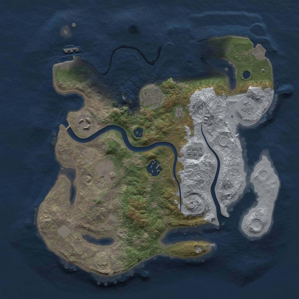 Rust Map: Procedural Map, Size: 3000, Seed: 907989, 11 Monuments