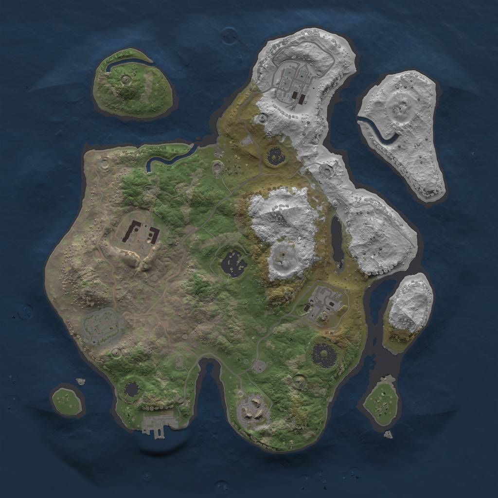 Rust Map: Procedural Map, Size: 3000, Seed: 462215, 9 Monuments