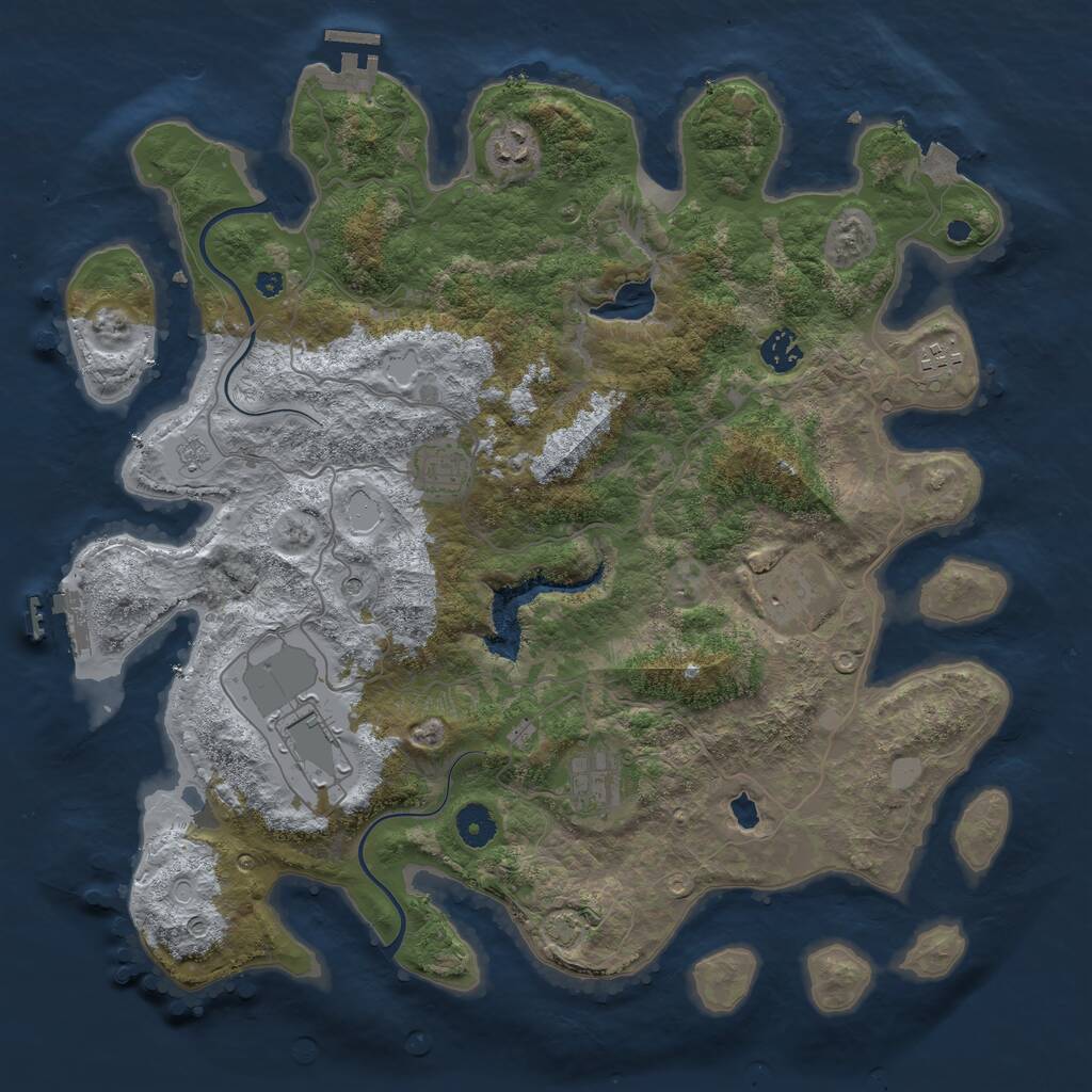 Rust Map: Procedural Map, Size: 4000, Seed: 876, 13 Monuments