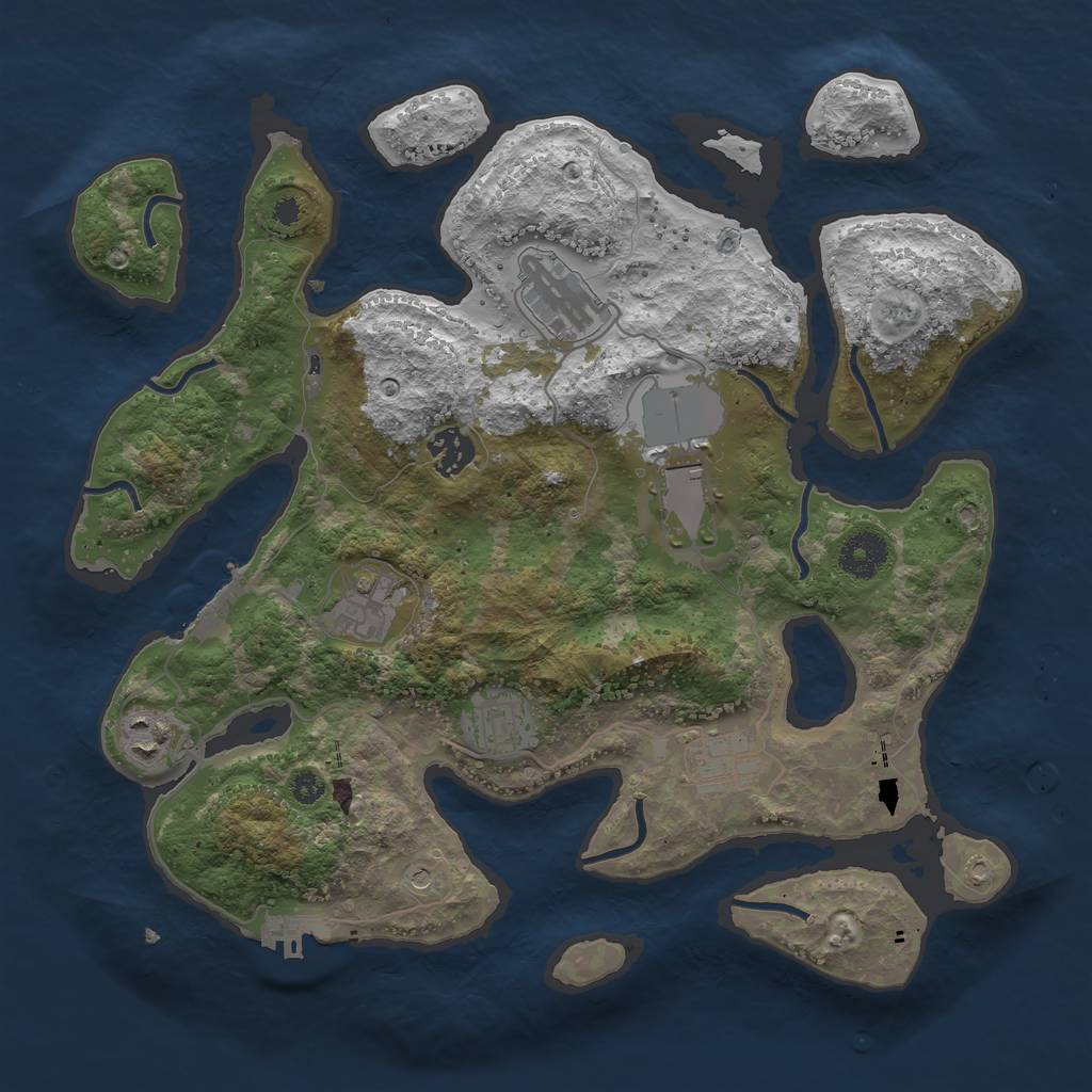 Rust Map: Procedural Map, Size: 3500, Seed: 2086149291, 12 Monuments