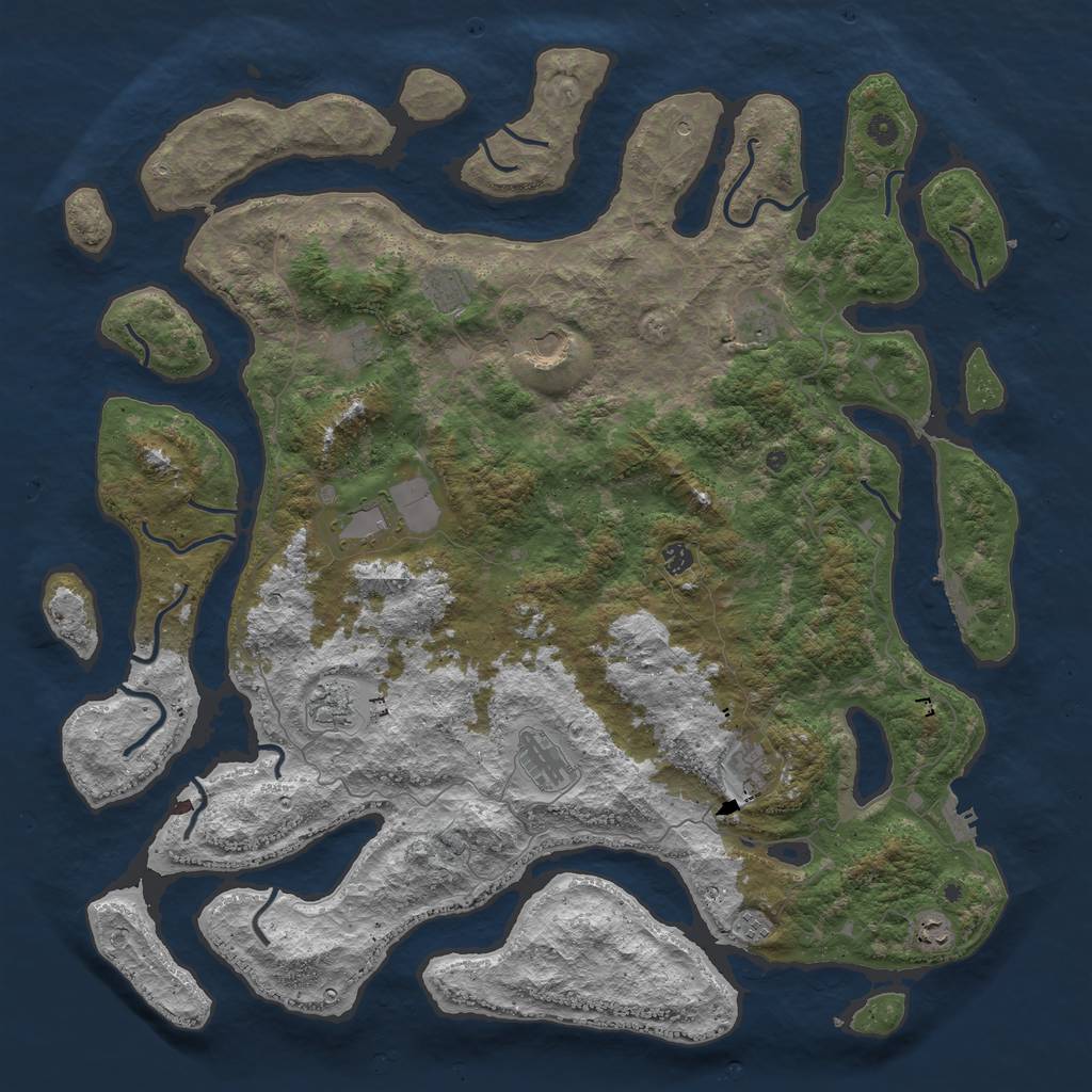 Rust Map: Procedural Map, Size: 5250, Seed: 2147483647, 16 Monuments