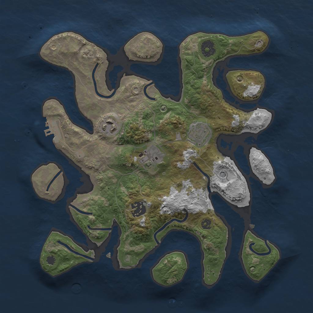 Rust Map: Procedural Map, Size: 3000, Seed: 408504, 8 Monuments