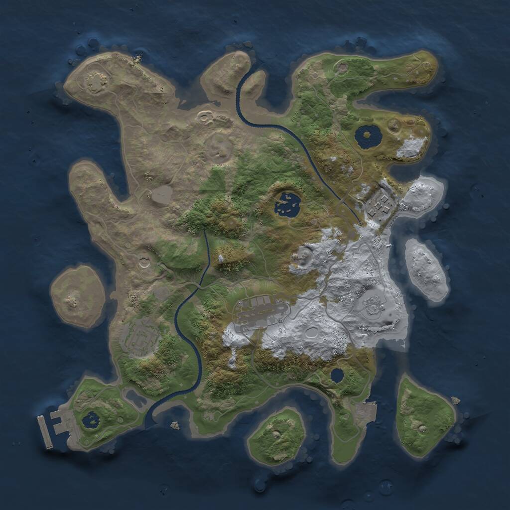 Rust Map: Procedural Map, Size: 3000, Seed: 408504, 9 Monuments