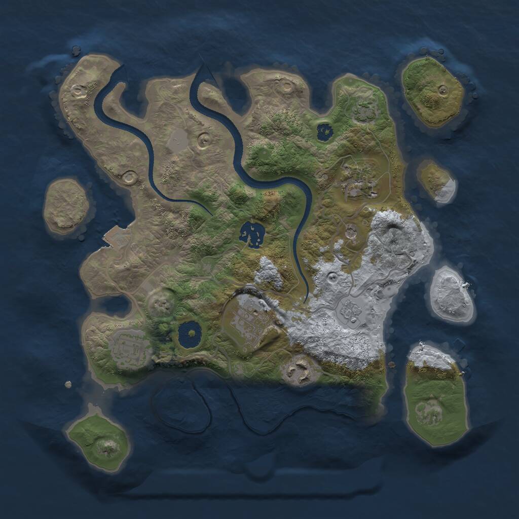 Rust Map: Procedural Map, Size: 3000, Seed: 847955, 9 Monuments